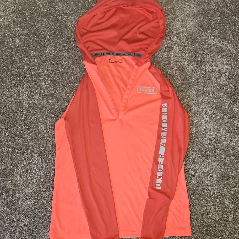 Under Armour Fish Vibrant Hot Pink/Coral Light Weight Pullover Hoodie